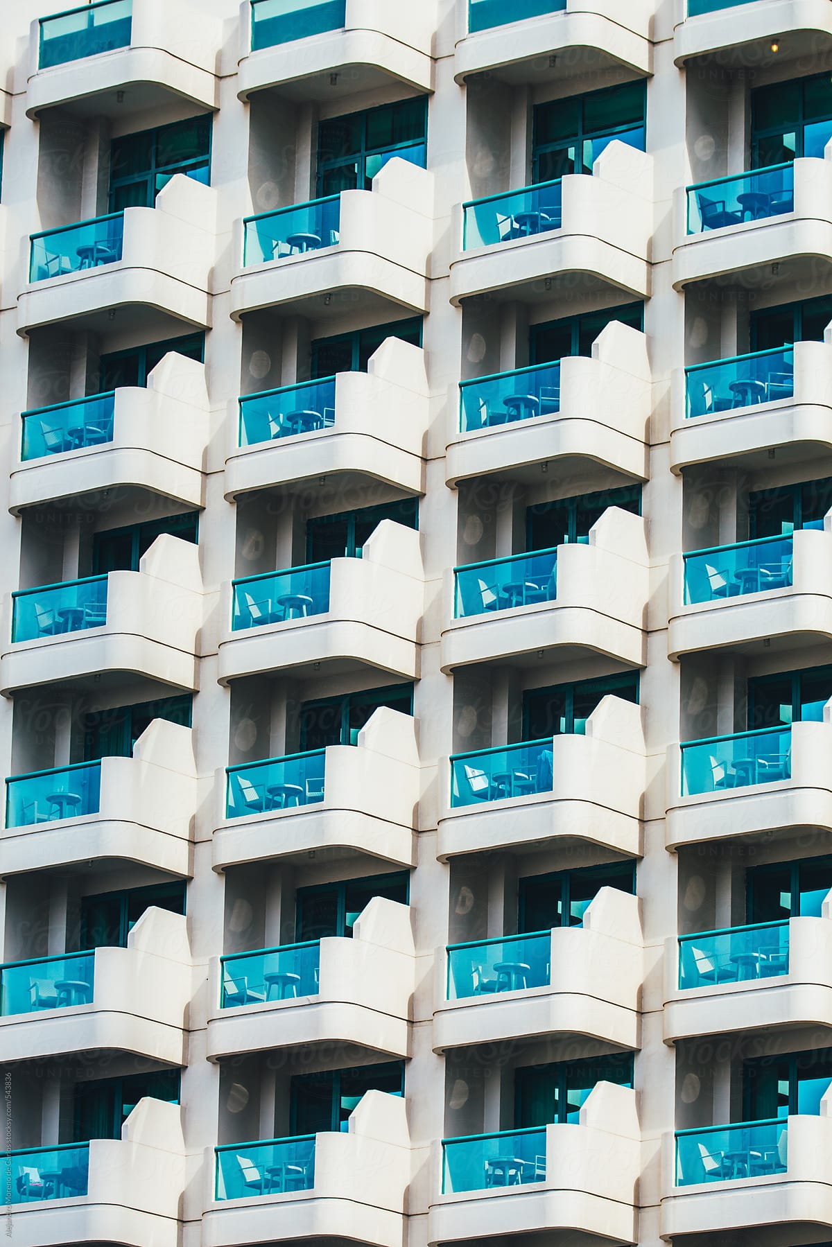 Balconies pattern in a beach apartment building