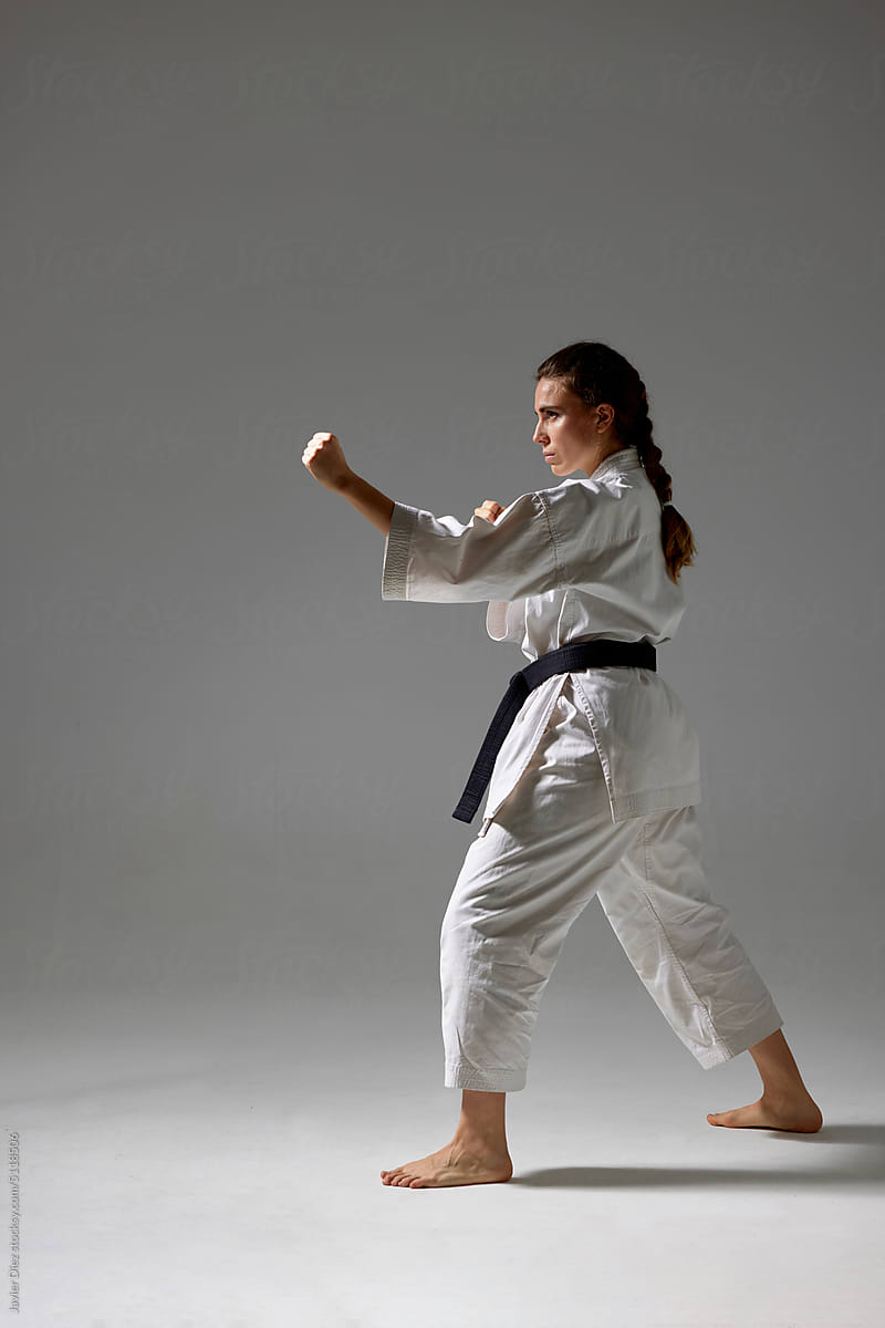 Woman practicing martial arts