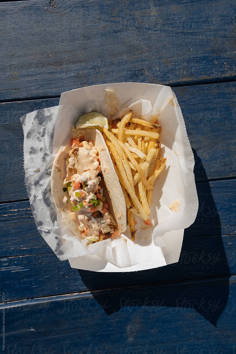 Fish Tacos and Fries Outdoor Cafe Food UGC