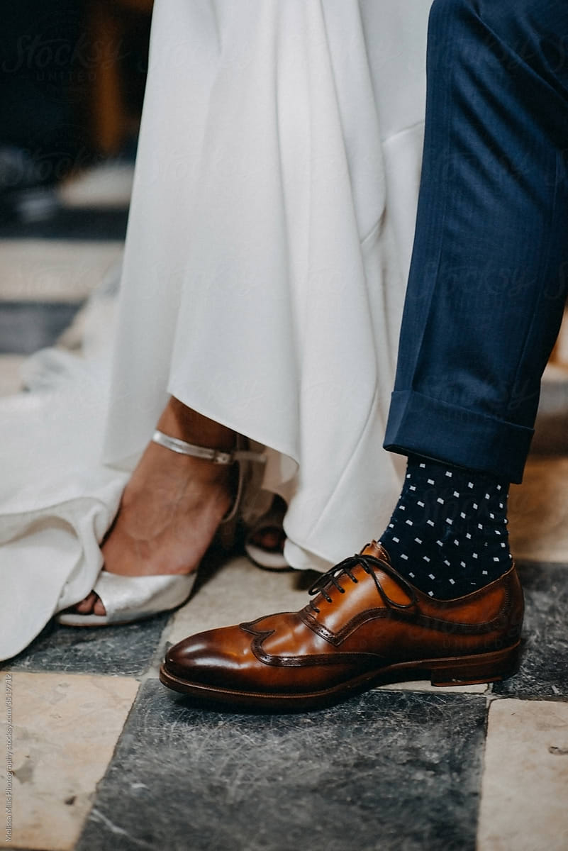 Leg of bride and groom