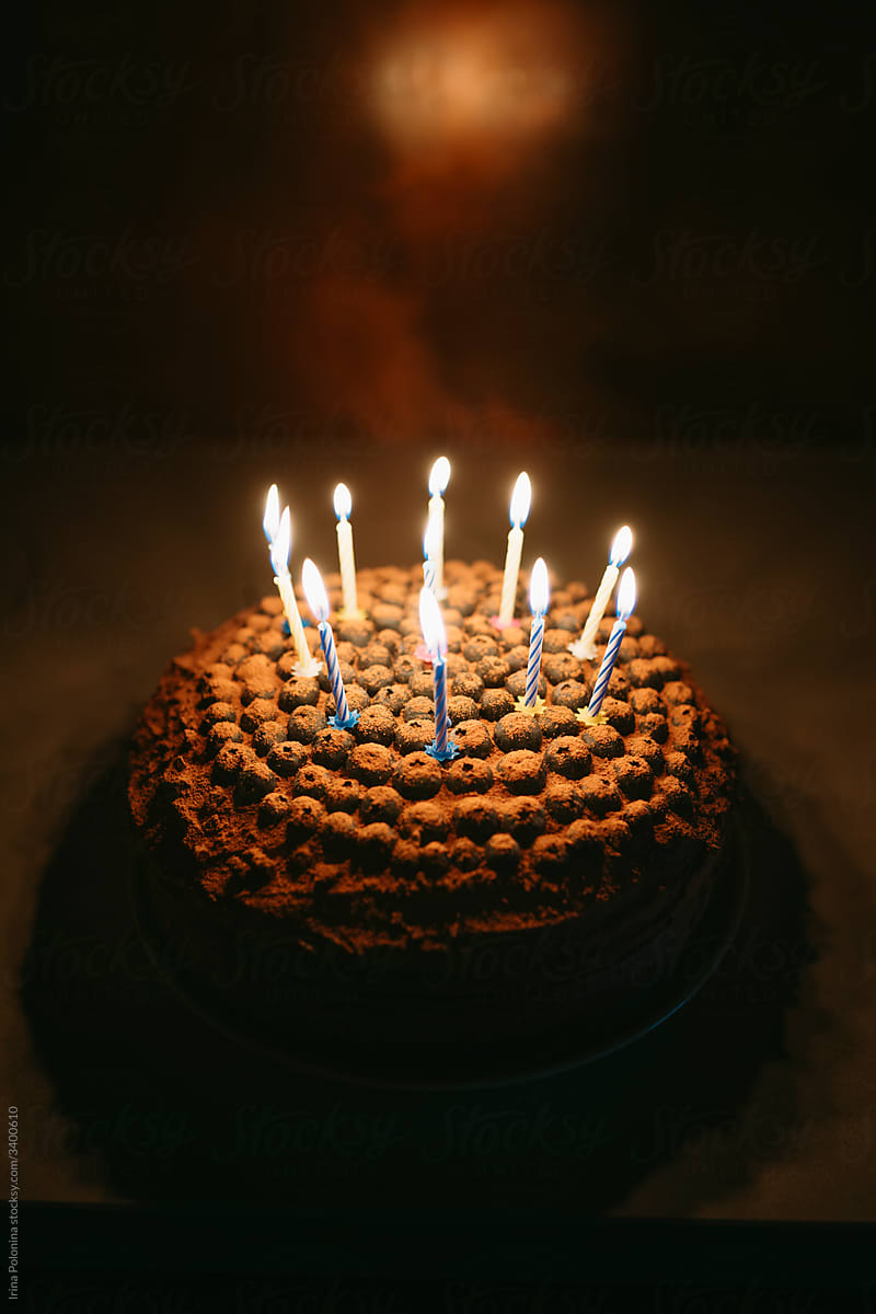 Birthday cake with candles.