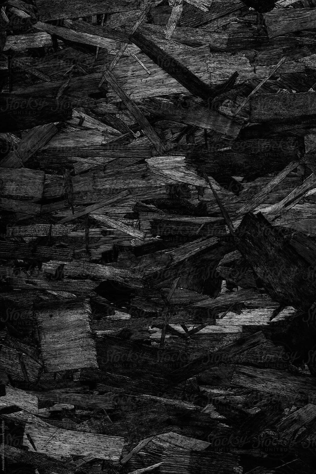 Monochrome close up of particle board