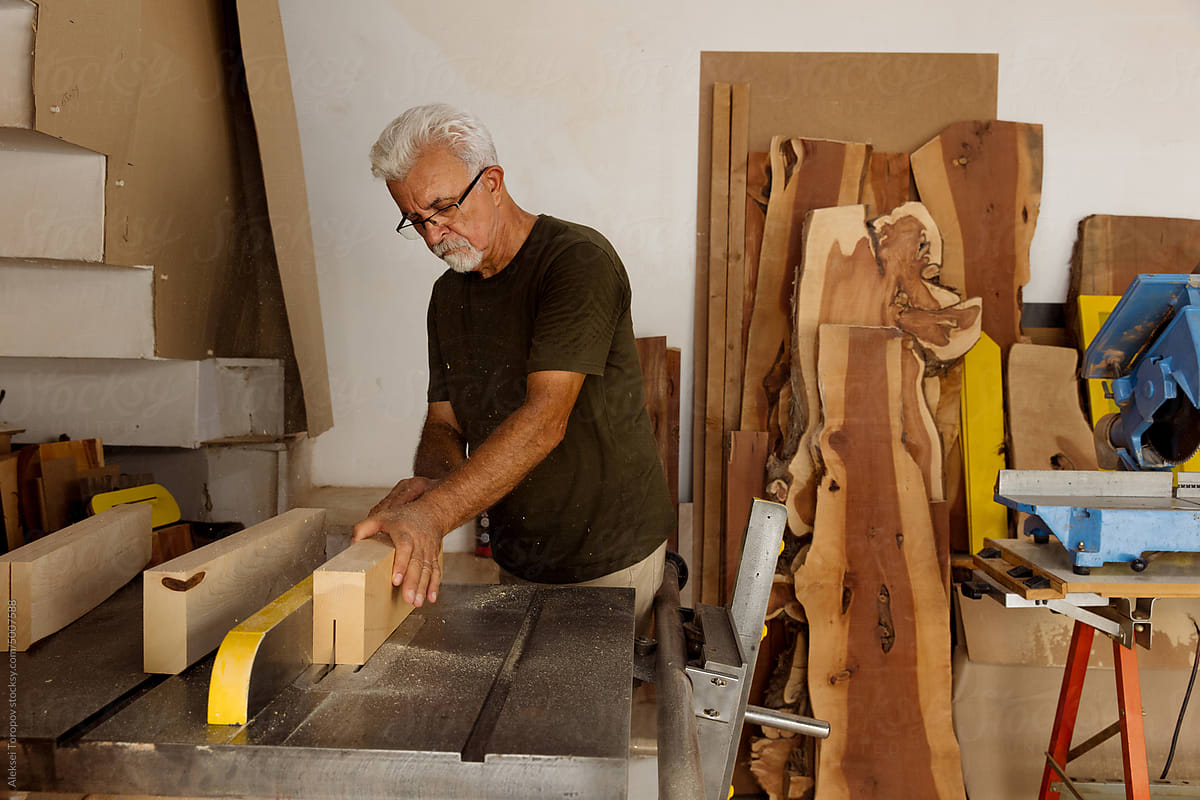 carpenter in workshop