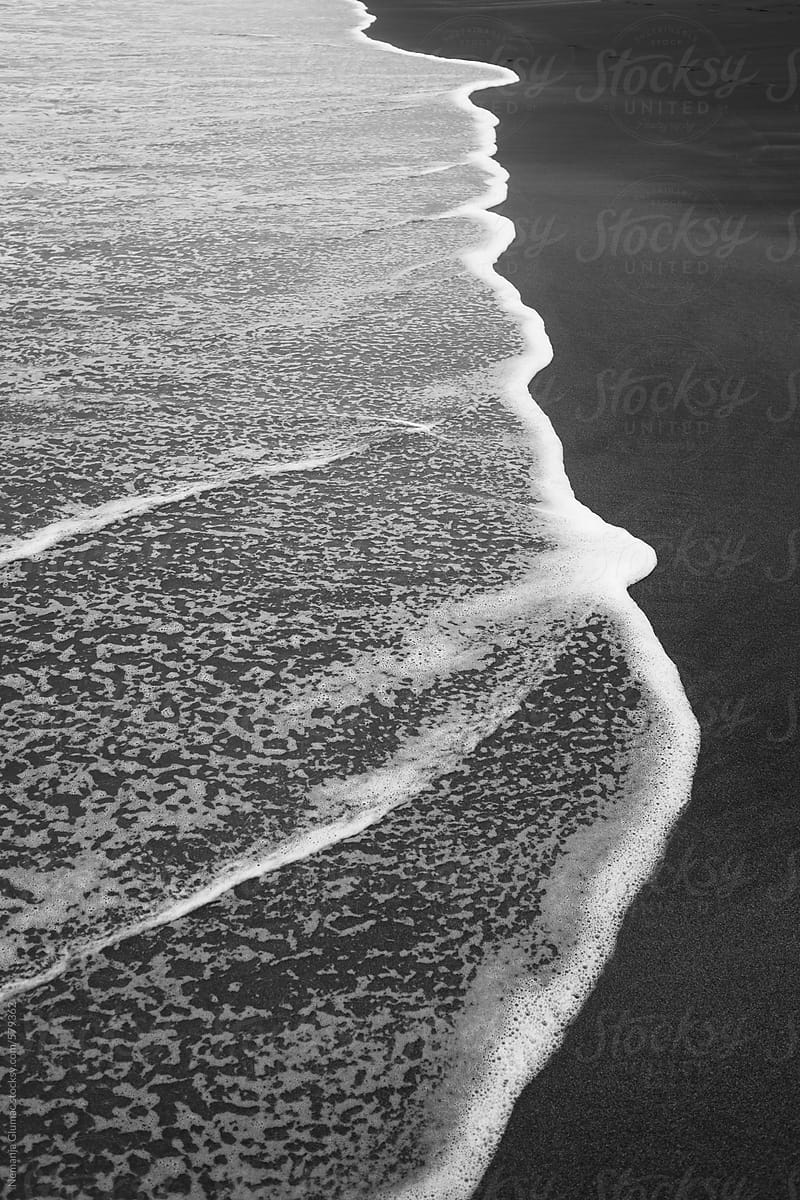 Black and White Shore of the Ocean in Bali