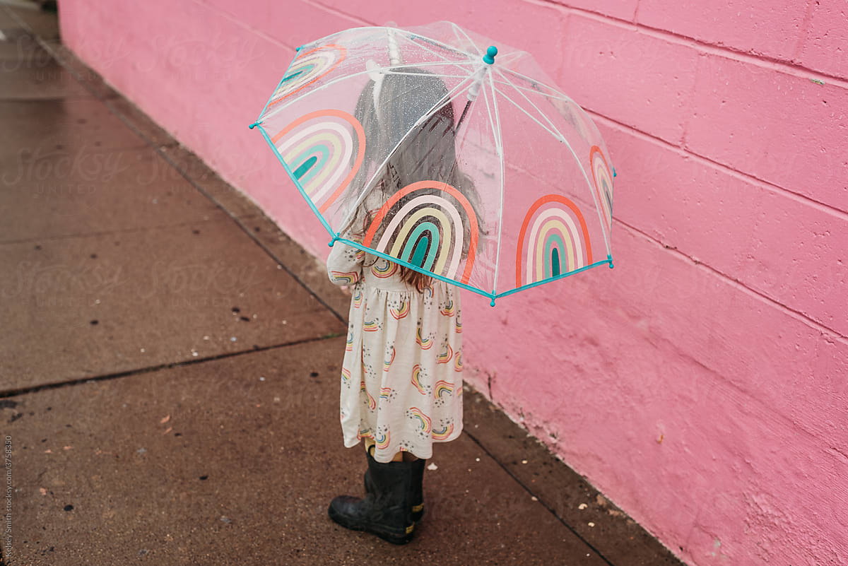 Preschool age girl with adorable umbrella