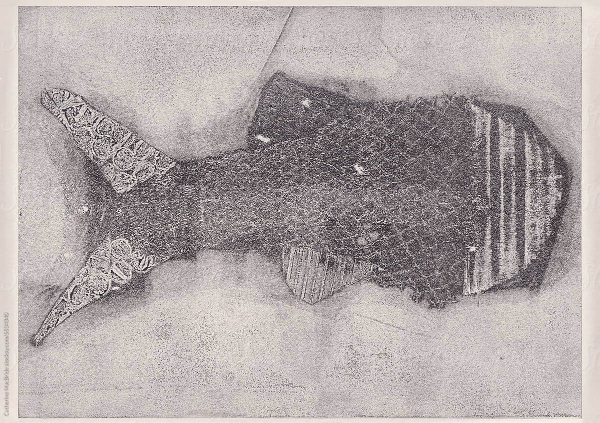 Fossil Fish mono print made with household plastics