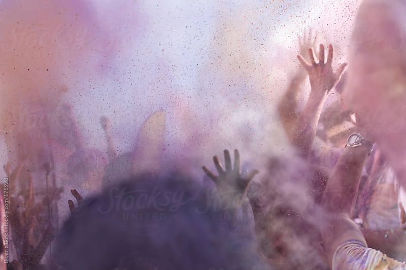 During Outdoors Concert Crowd Is Throwing Holi Powder In The Air By Beatrix Boros Stocksy United 6726