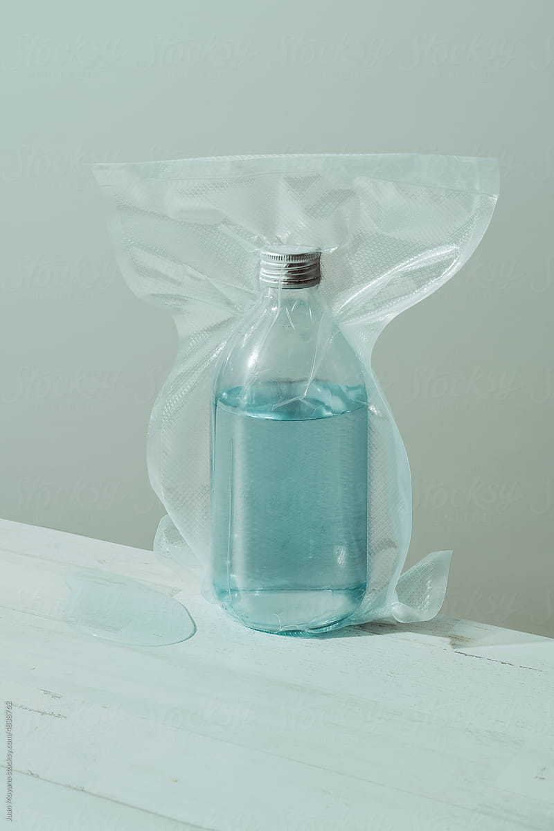 water bottle in a vacuum bag