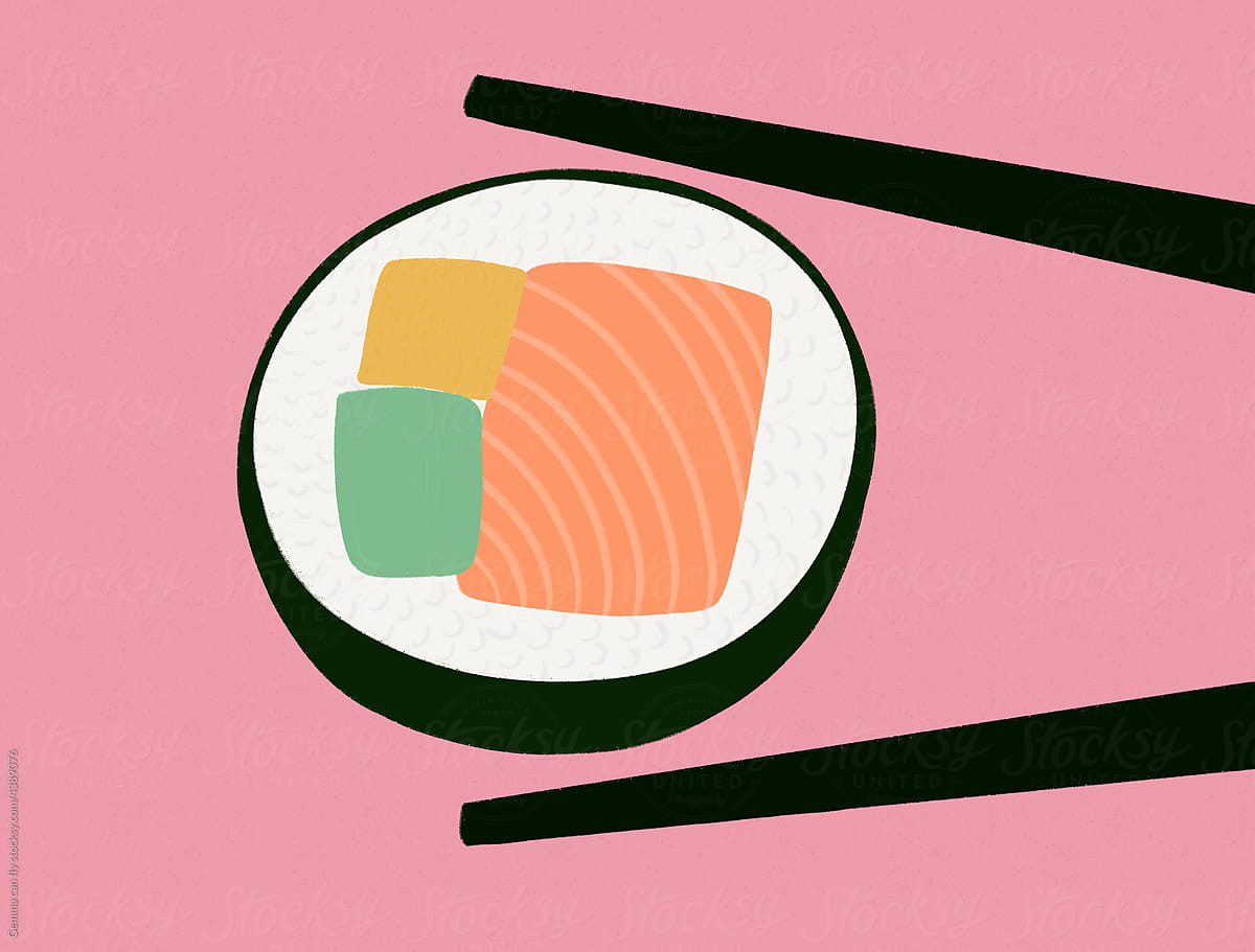 Japanese food. Maki sushi illustration