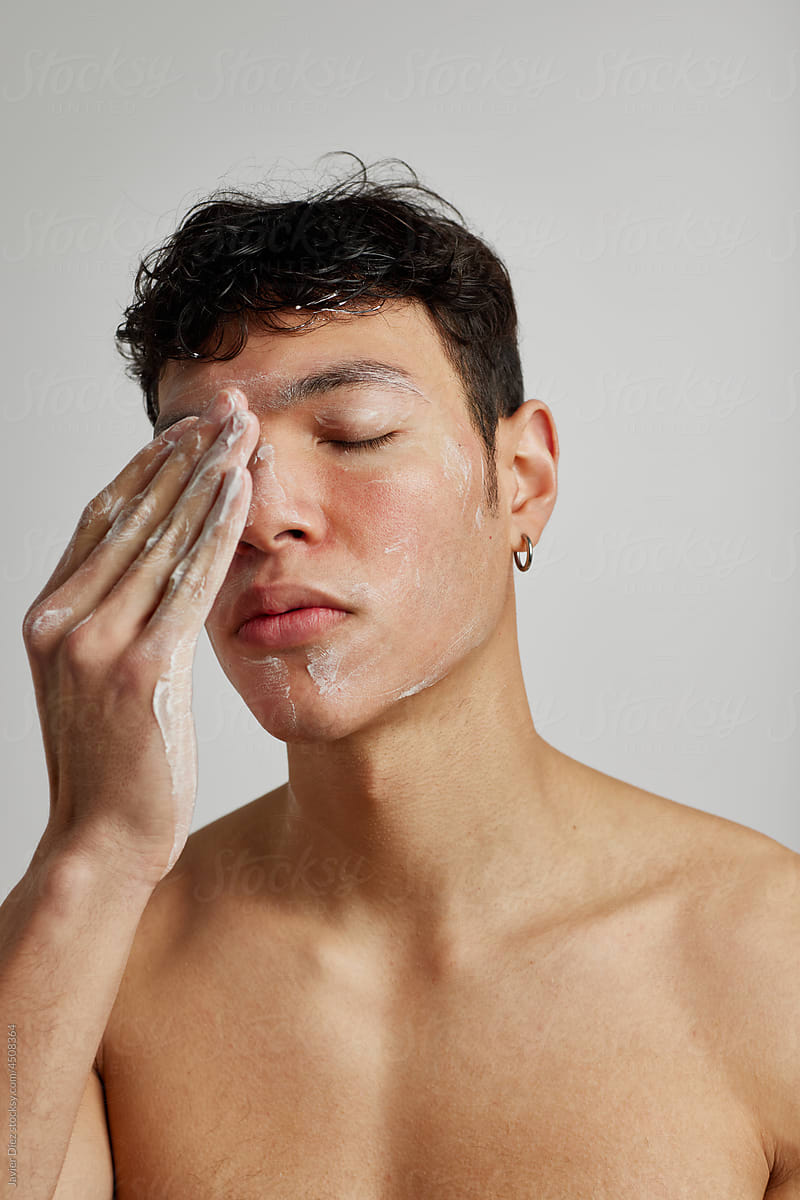 Man during beauty routine