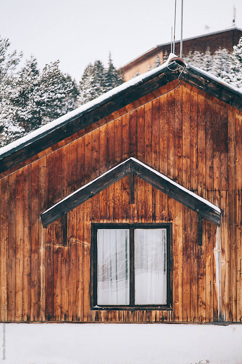 Window of log cabin