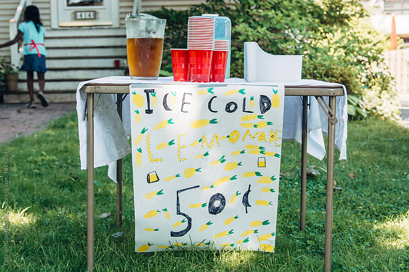 Lemonade stand and poster