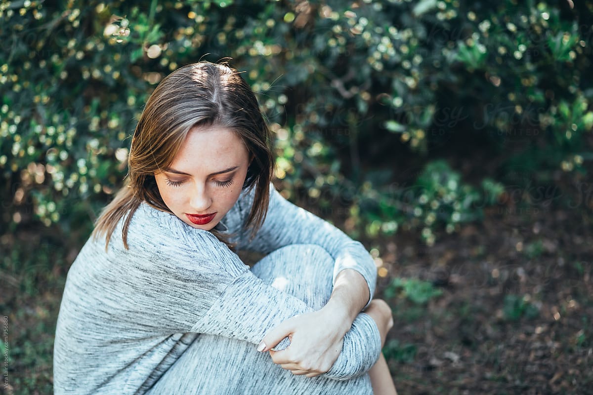 Woman Waiting In A Park By Stocksy Contributor Vera Lair Stocksy