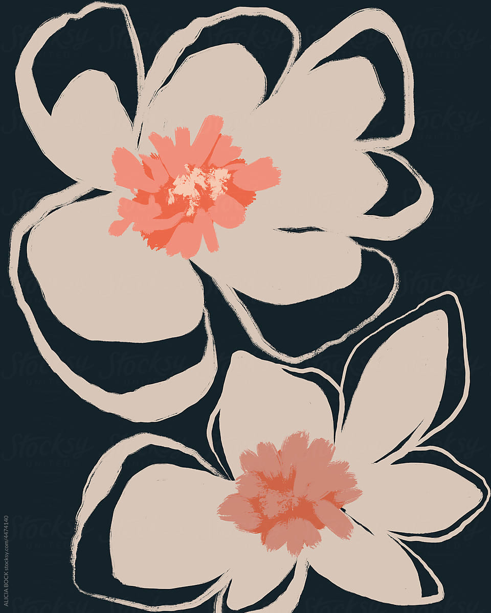 Minimal Illustration Of Two Magnolia Flowers