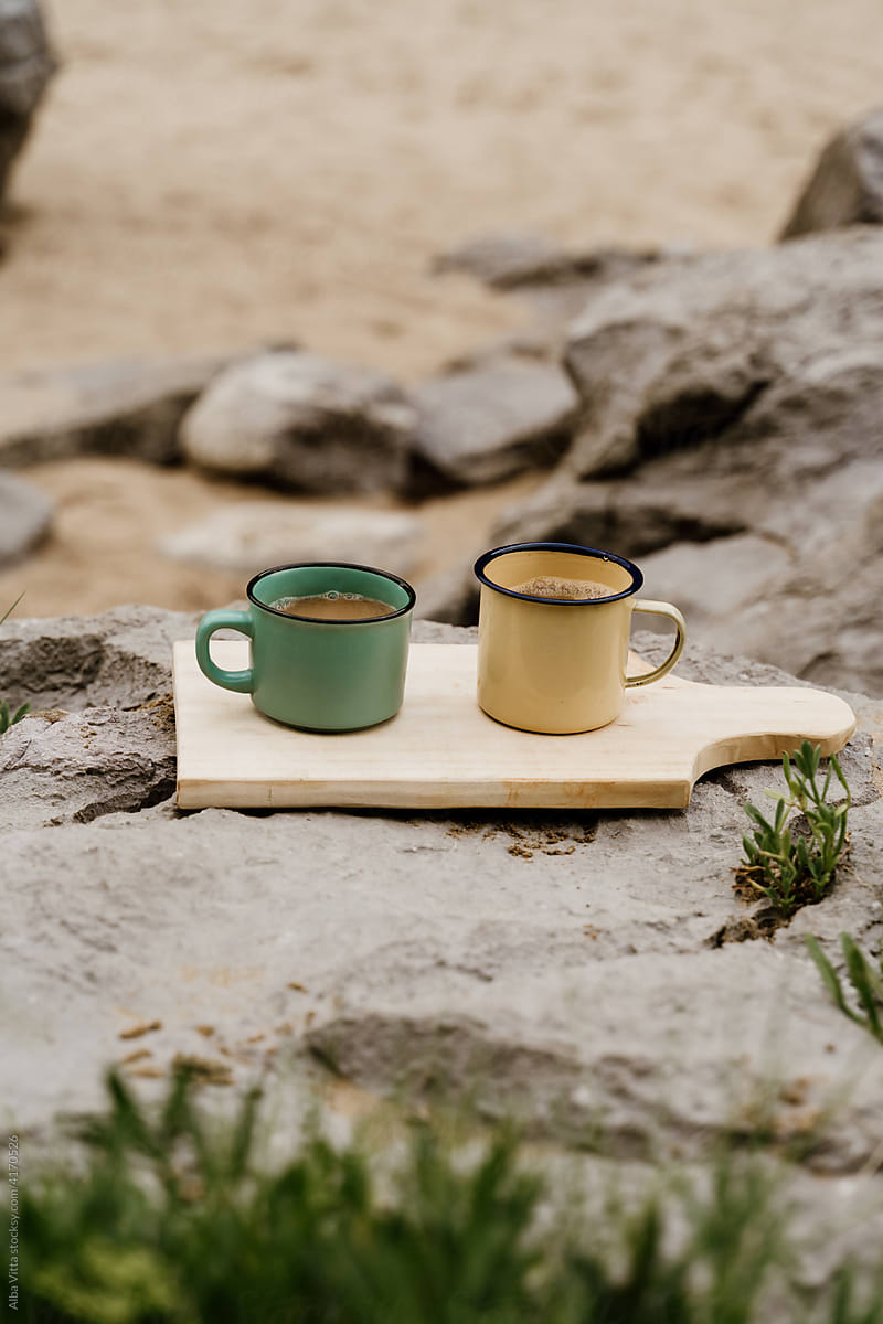 Coffe mugs outdoors
