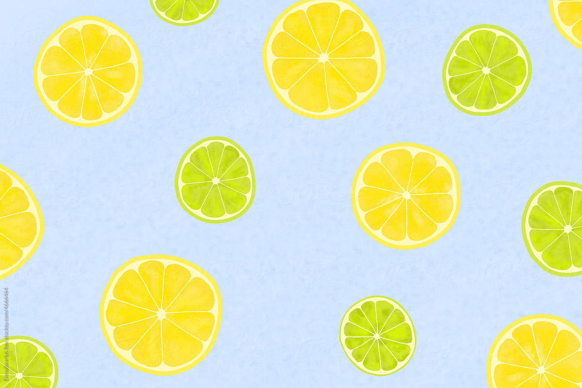 Repeating pattern of summer citrus illustration