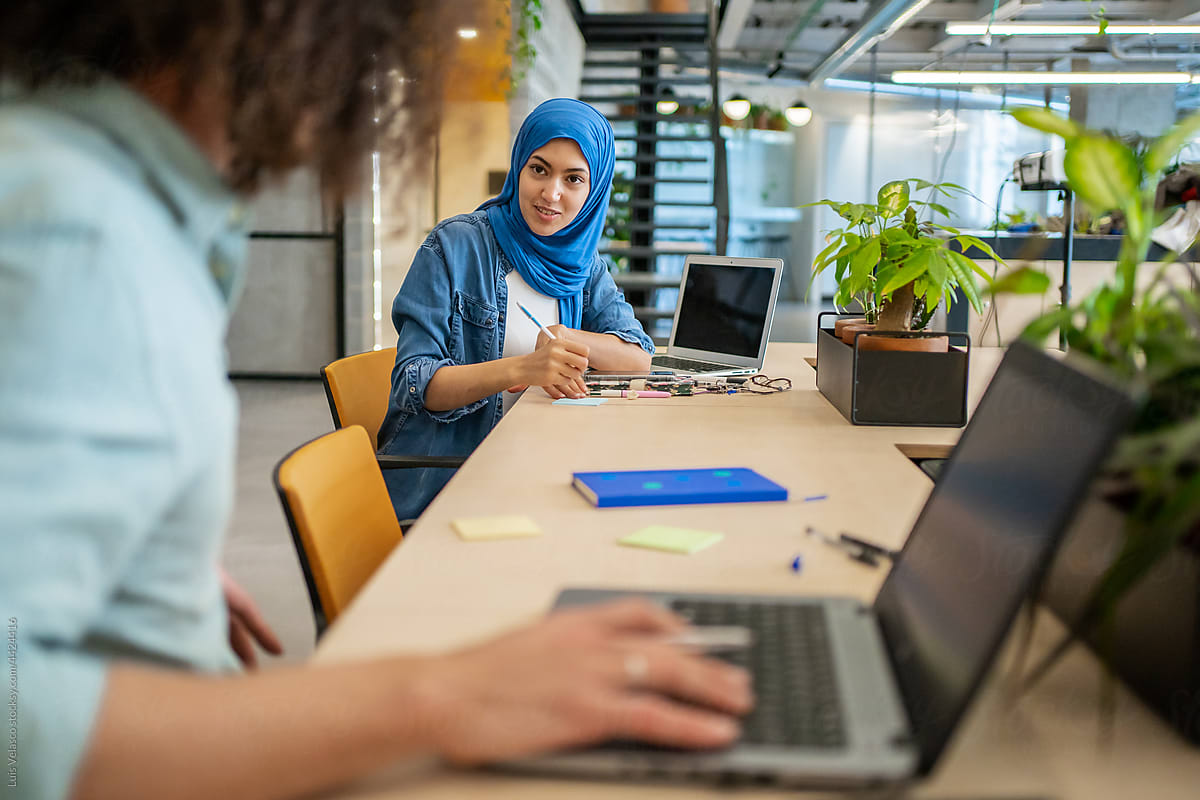 Muslim Woman In A Modern Co-Working Office.