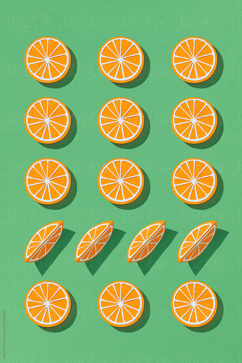 Summer juicy orange in paper cut sytle