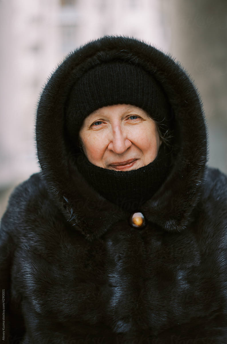 Winter portrait of senior woman