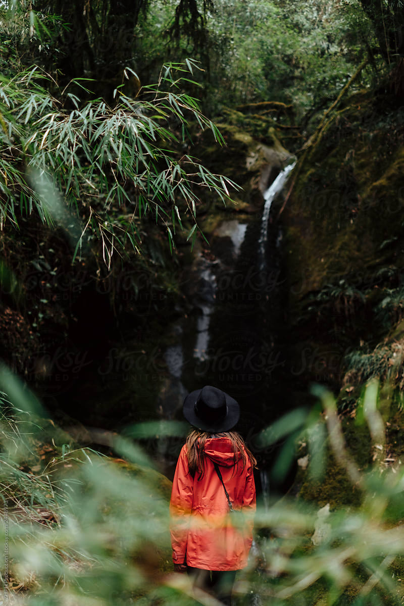 Woman hike in jungle