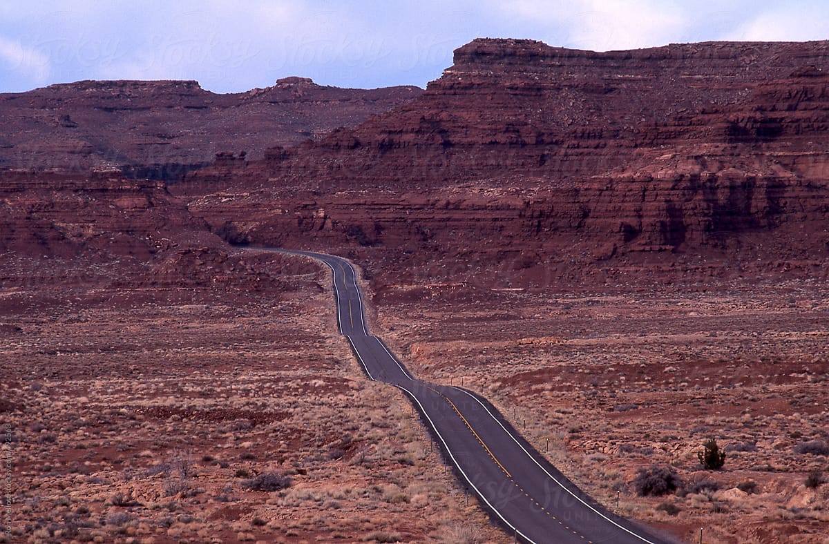 road highway Glen Canyon National Recreation Area winter sandstone strata cliff ridges