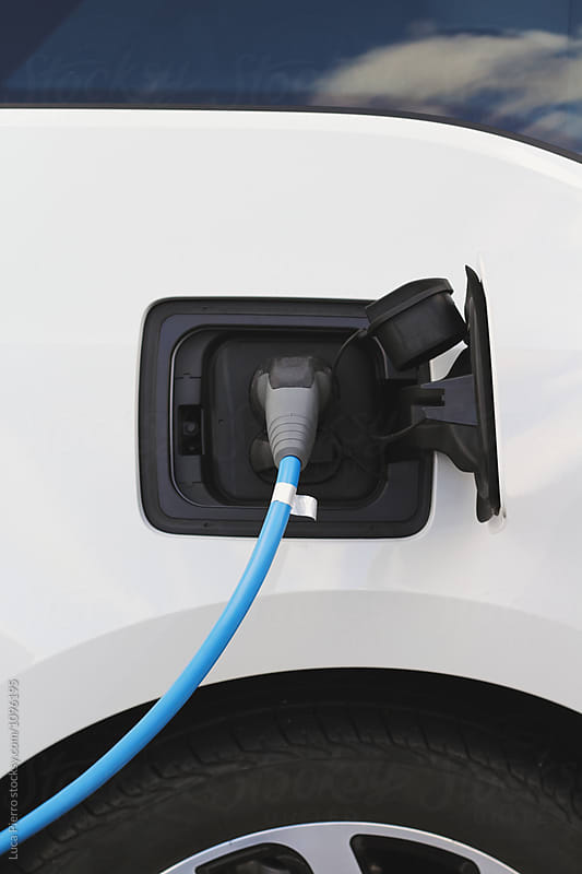 Detail of electric car recharging