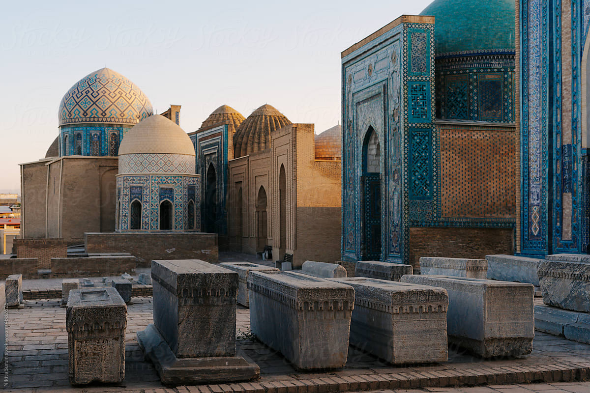 Shah-i-Zinda or Shohizinda, a necropolis in Samarkan