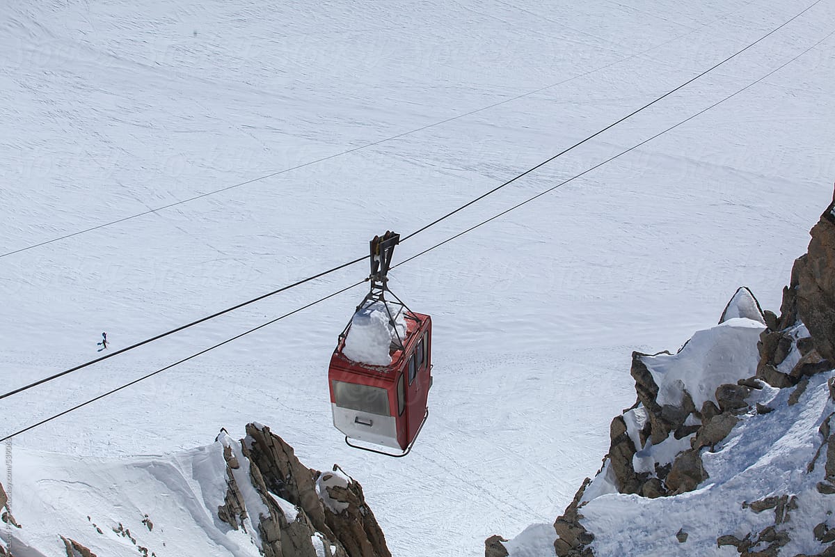 Cable car in Aiguille du Midi mountain, France