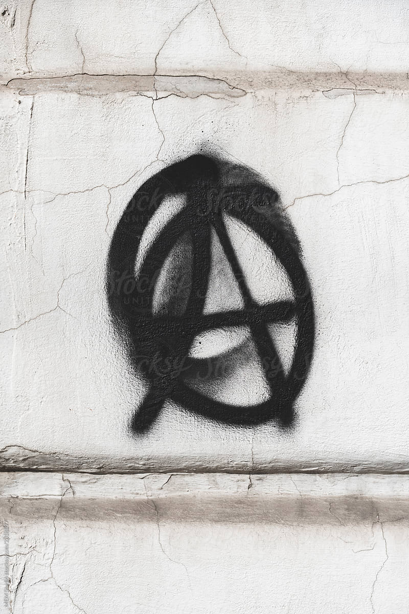 Anarchy symbol written on the wall