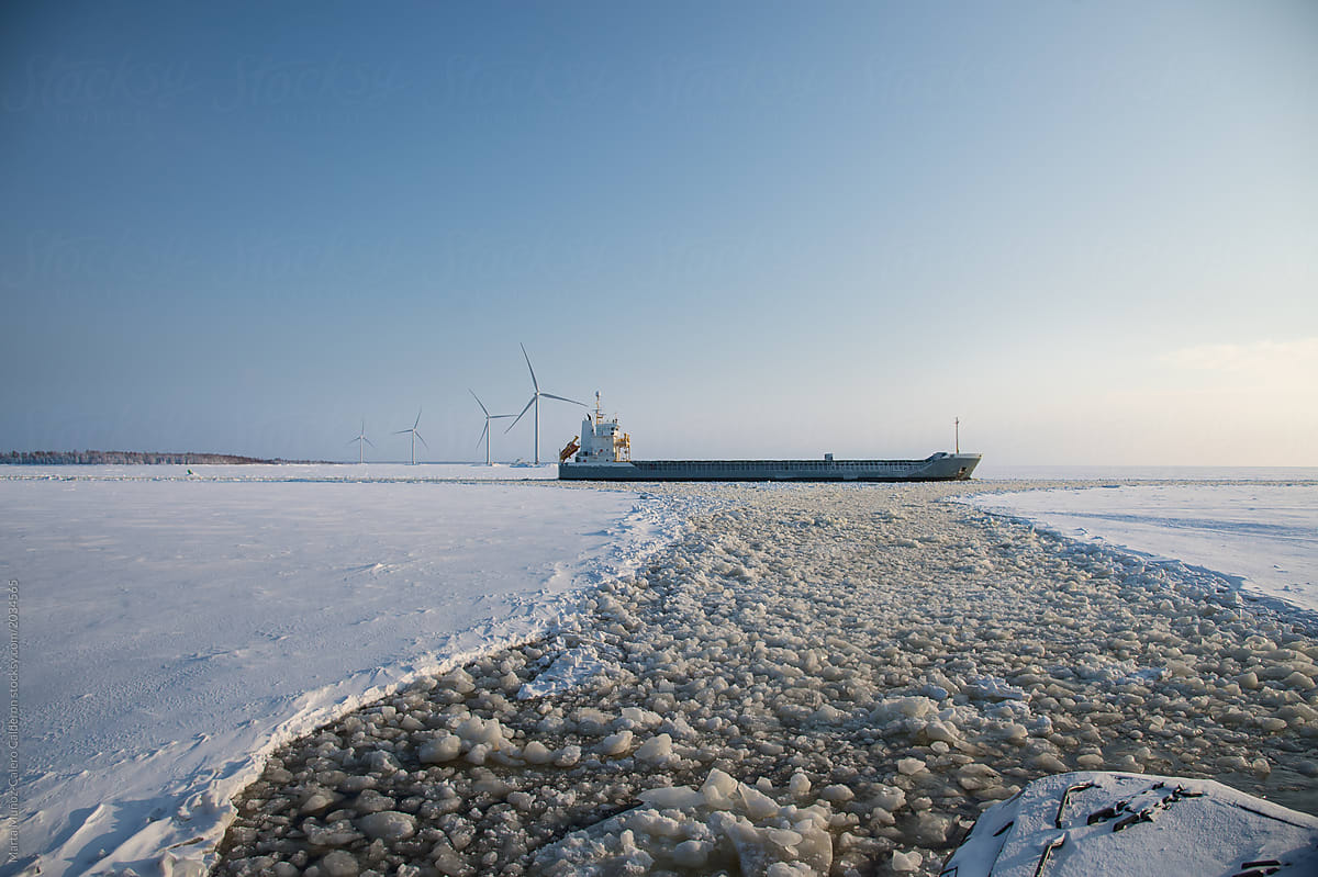Icebreaker ready to set sail in a frozen sea
