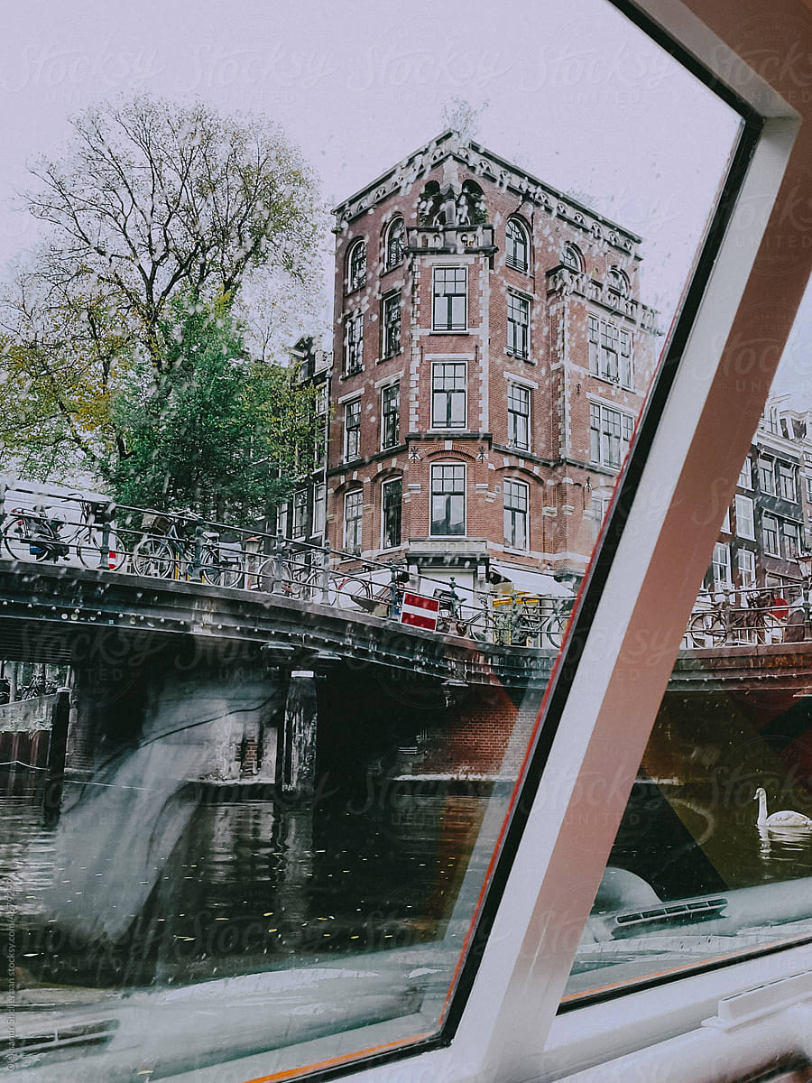 View from a cruise canal boat in Amsterdam