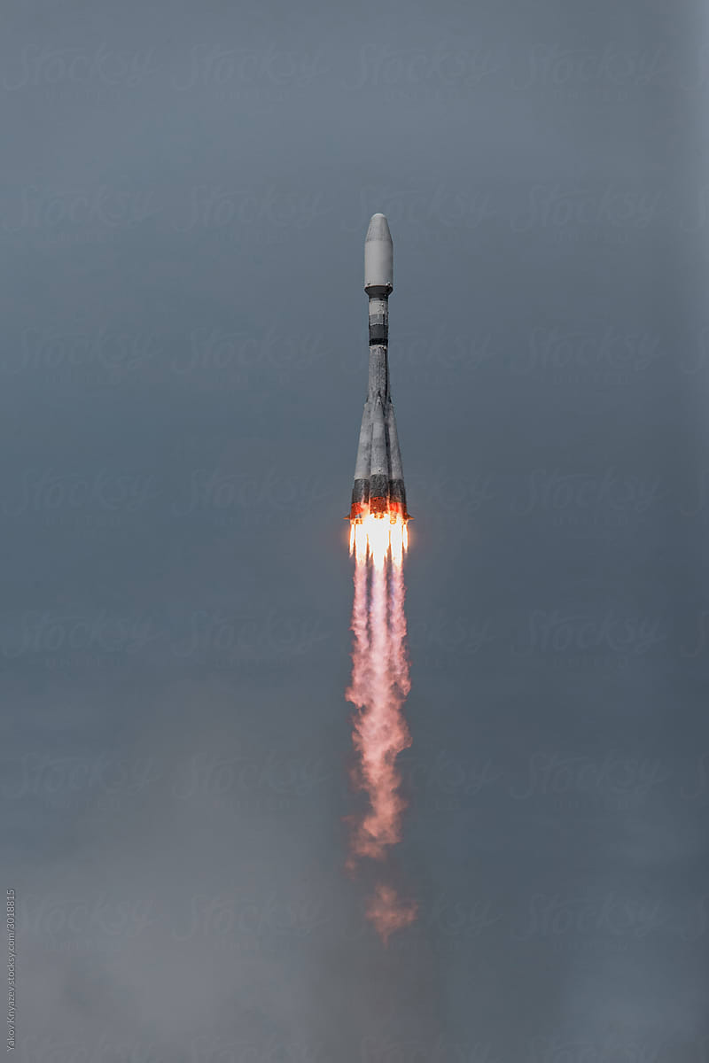 space rocket takes off