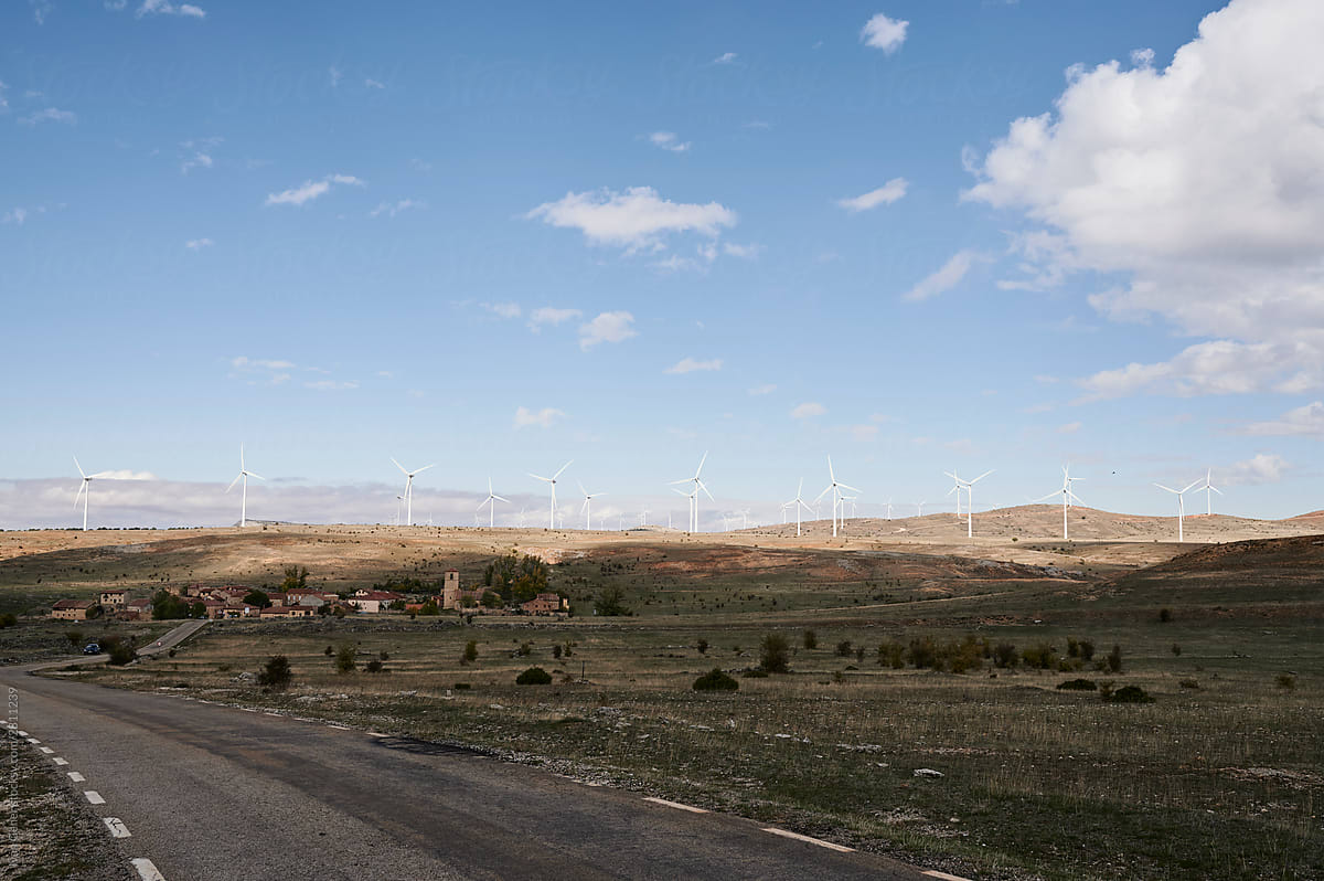 Large wind farm in the countryside