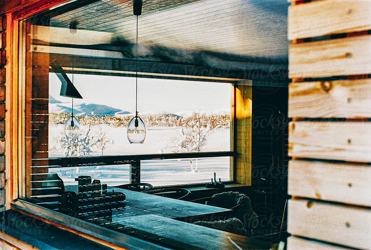Minimalist Modern Scandinavian Cabin With View on Winter Landscape