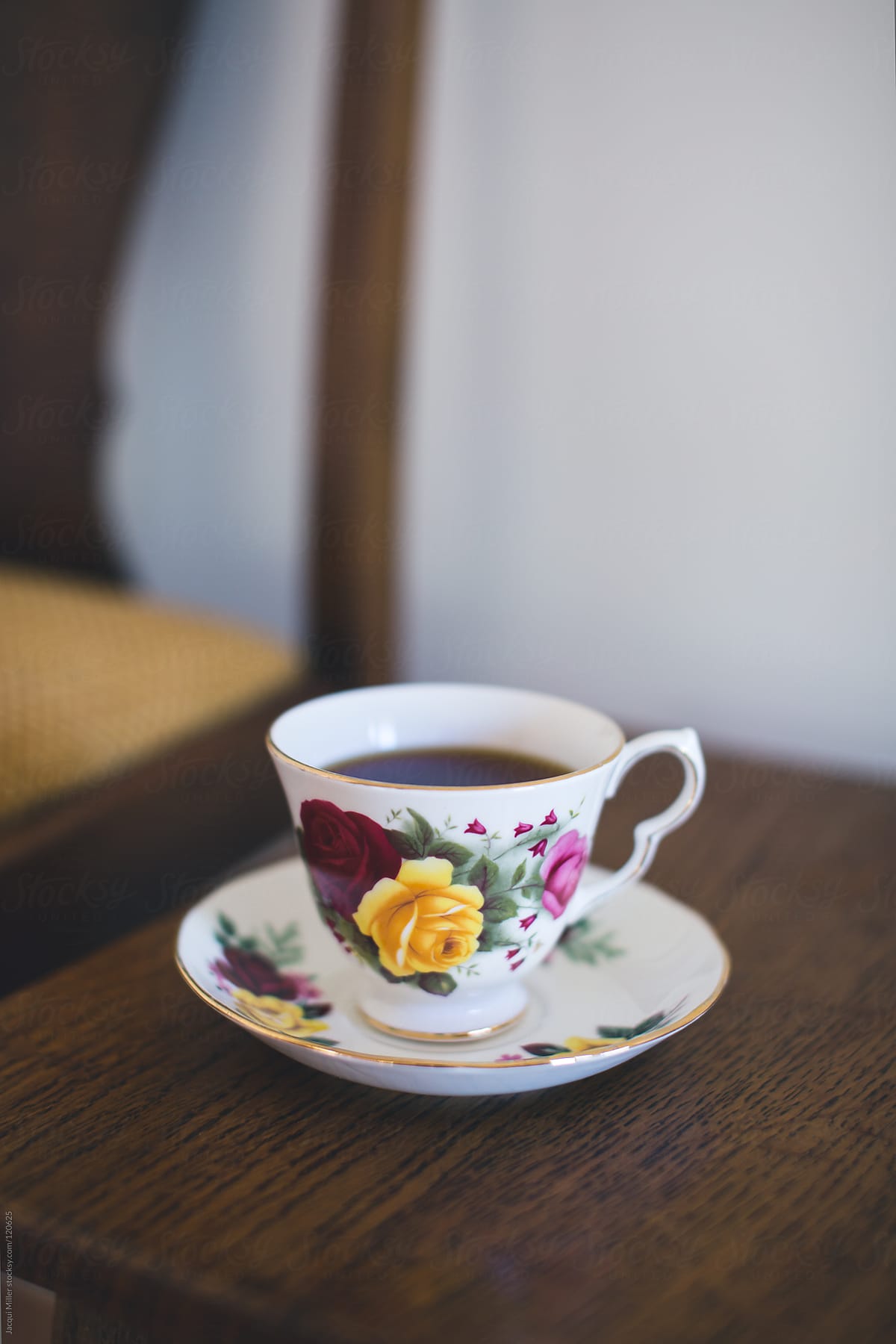 China teacup on an antique table