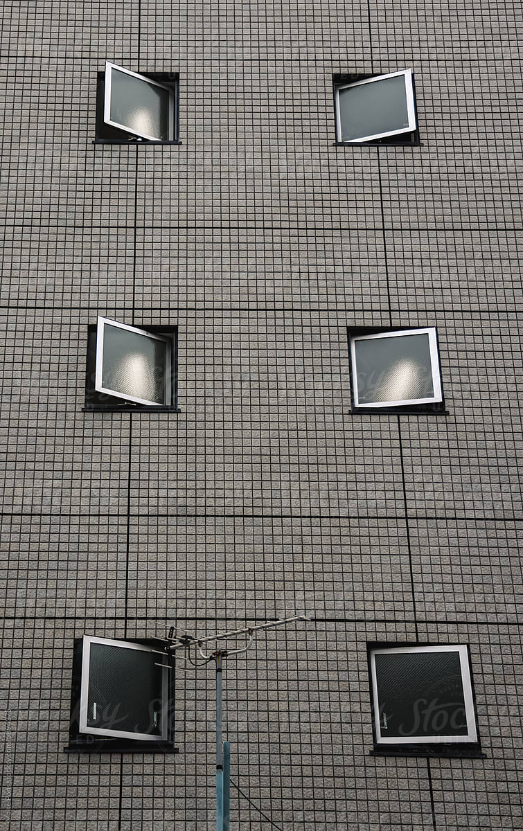 Square Windows on a Japanese Building