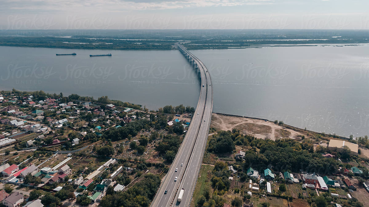 aerial View of a long Bridge