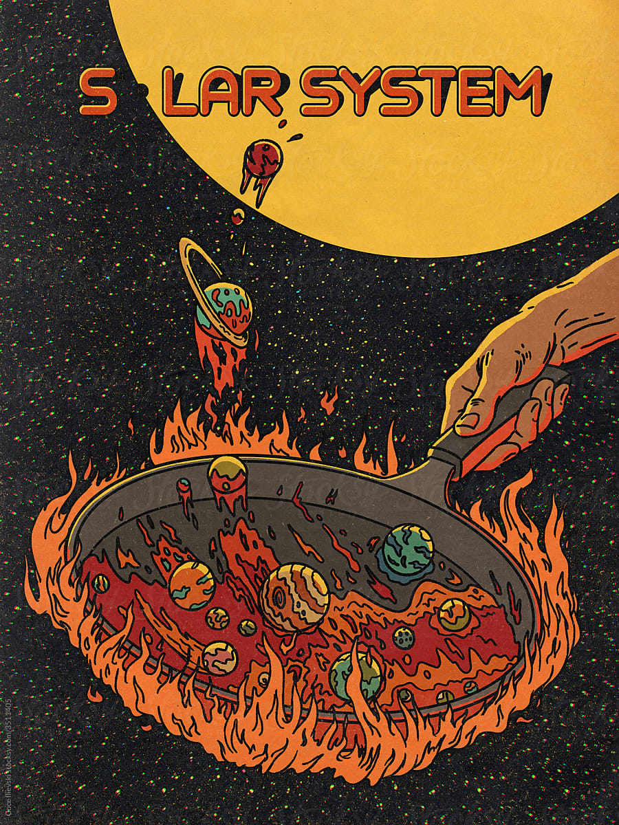 Solar System Cooking Recipe Illustration