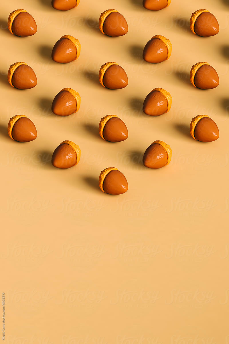 isometric render of acorns
