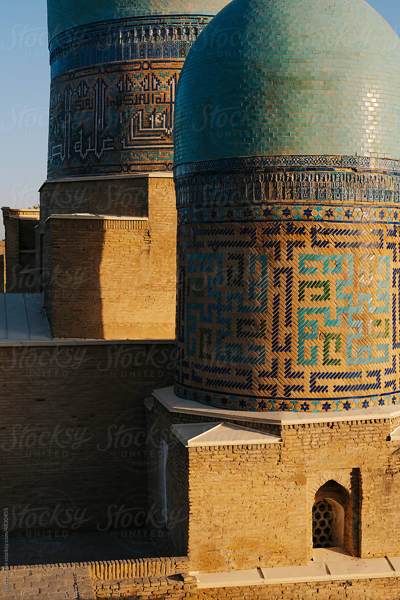 Samarkand: shah-i-zinda complex exterior. Ensemble Blue Tiles Ornament