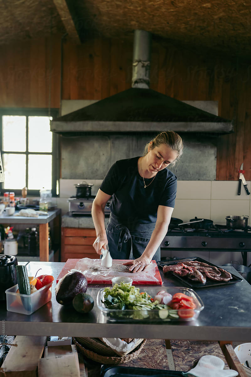 woman chef at her small business kitchen
