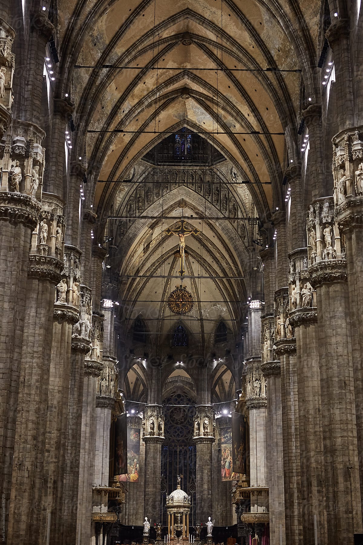 Duomo of Milano, Gothic cathedral. Inside