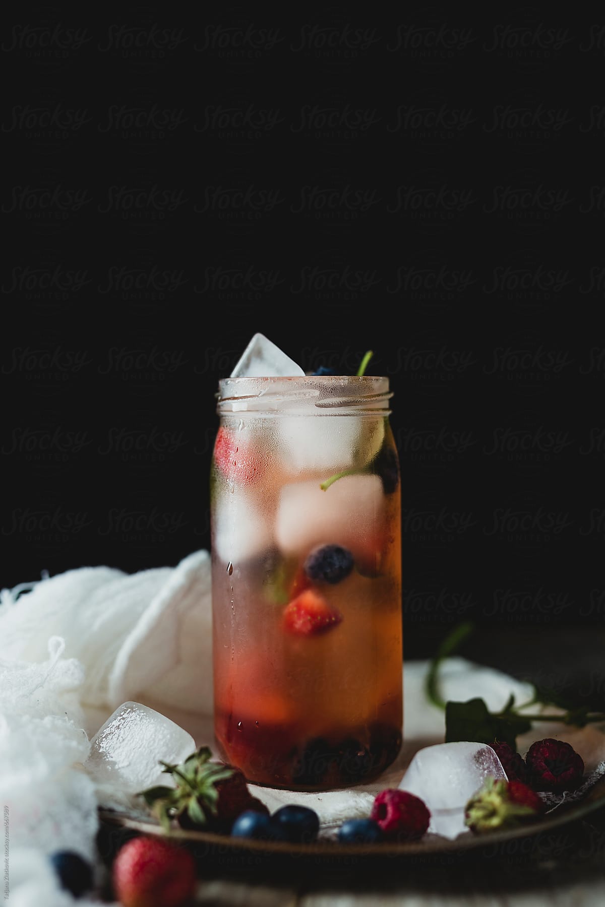 Cold lemonade with berry fruit