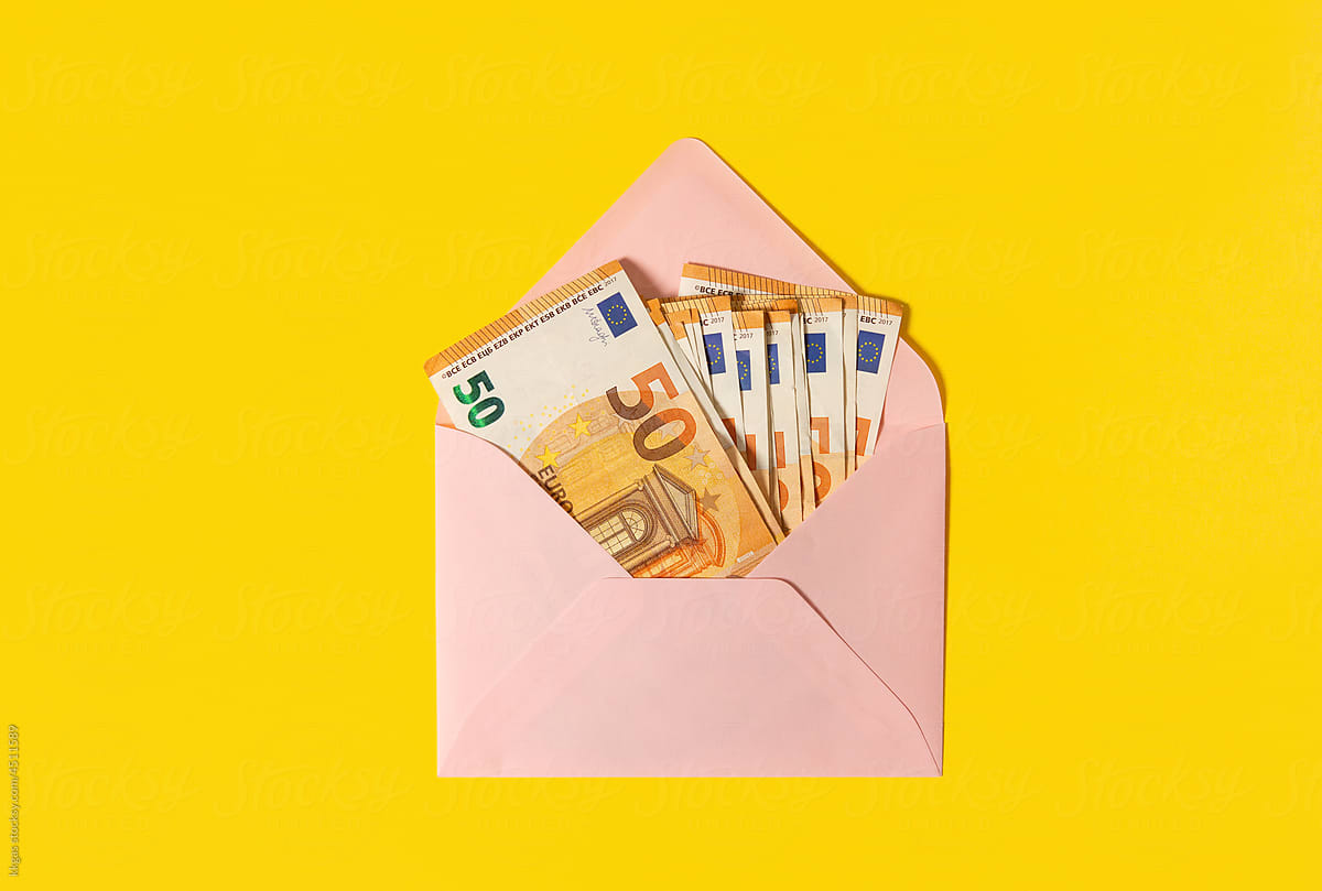 Money in a pink envelope