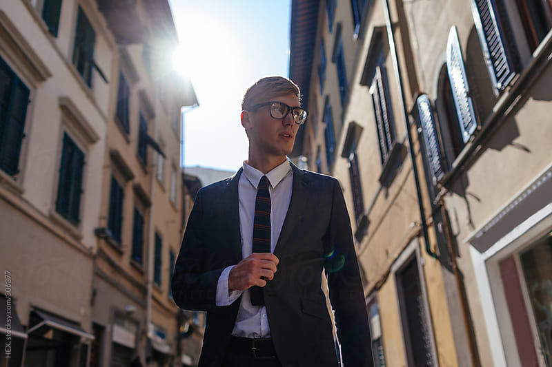 Smart Professional Businessman Travel Through Florence 's Streets by ...
