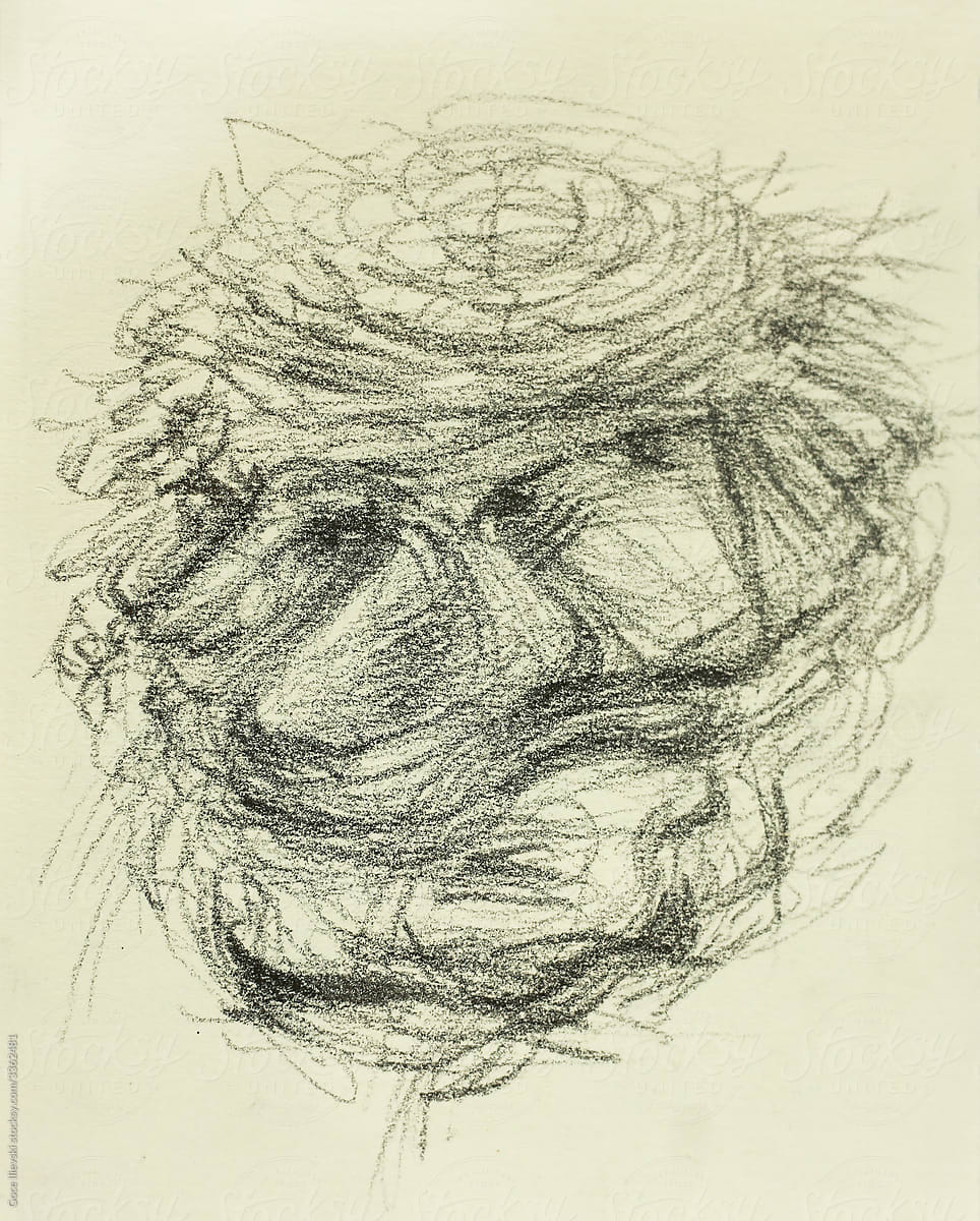 Portrait Drawing Of Turning Head Showing Bipolar Mental Condition