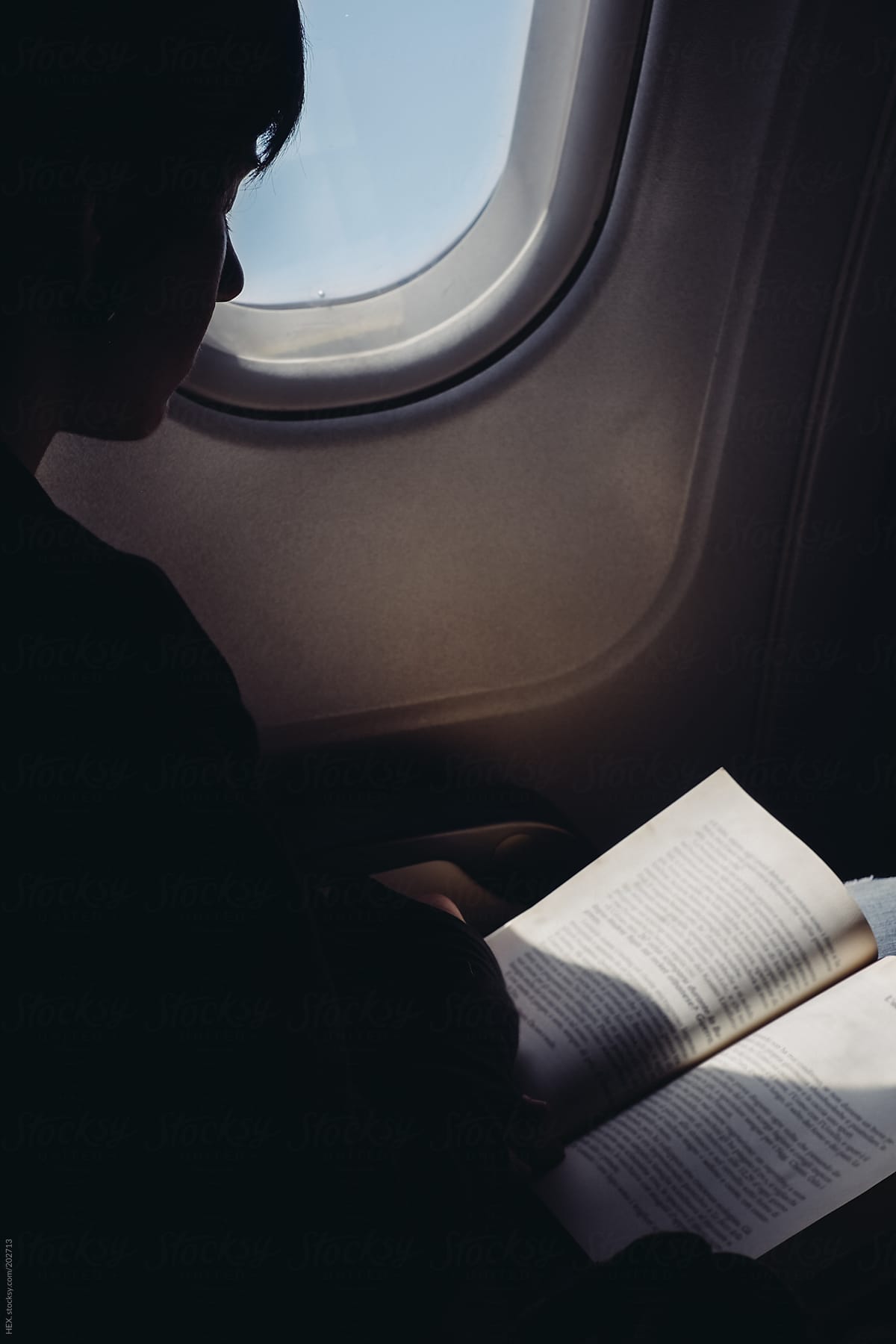 Person Reading a Book during a Fly