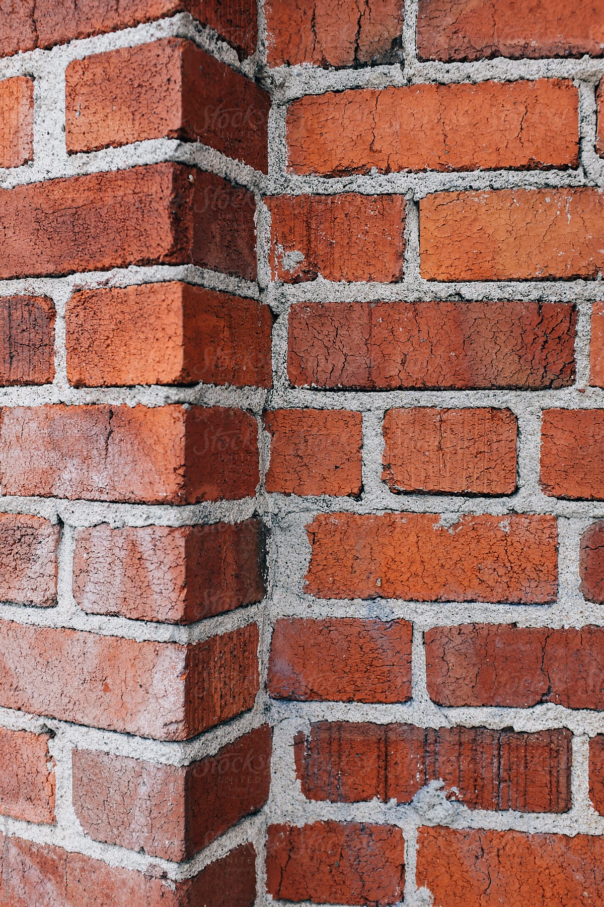 Detail of old brick wall corner
