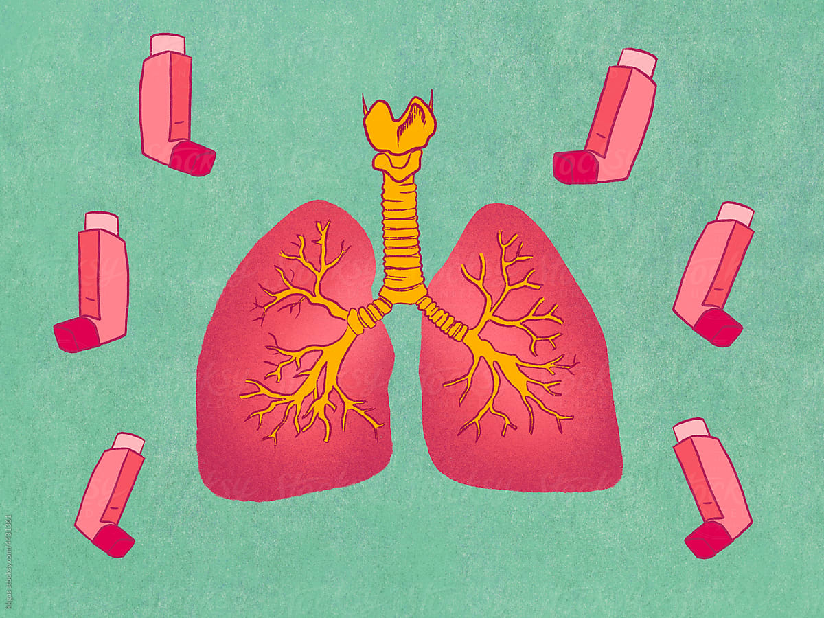 Lung and Asthma inhaler illustration
