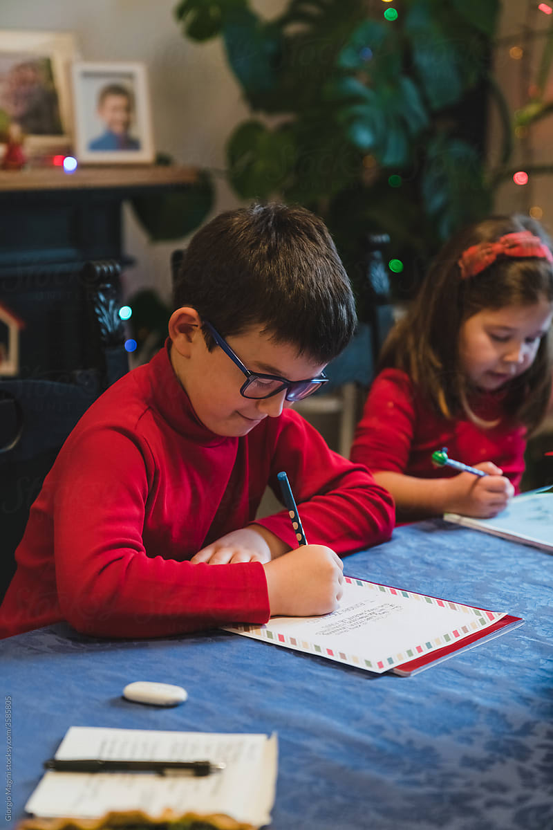 Child Writing to Santa Claus for Christmas